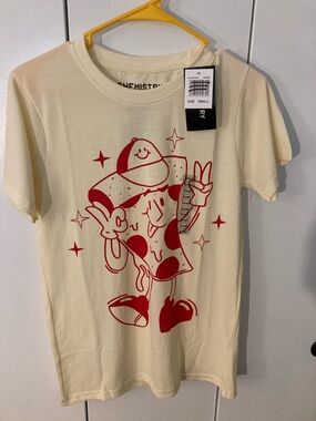 Chemistry graphic teeCream with Red Pizza peace sign size s NWT